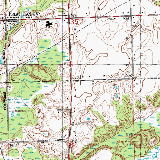 Topographic Map of East Leroy Community Church, MI