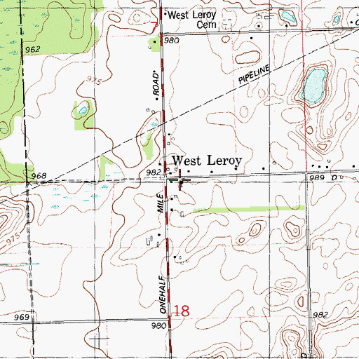 Topographic Map of West Leroy Bible Church, MI