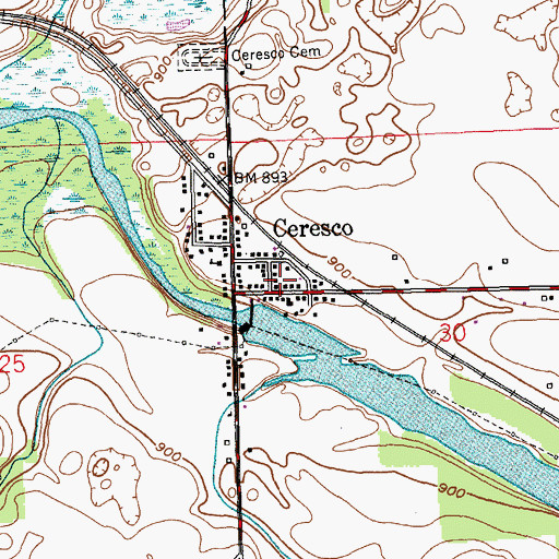 Topographic Map of Ceresco Post Office, MI