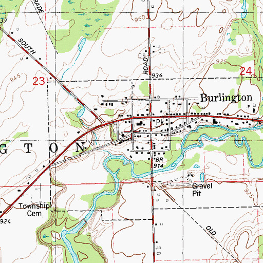 Topographic Map of Burlington Station (historical), MI