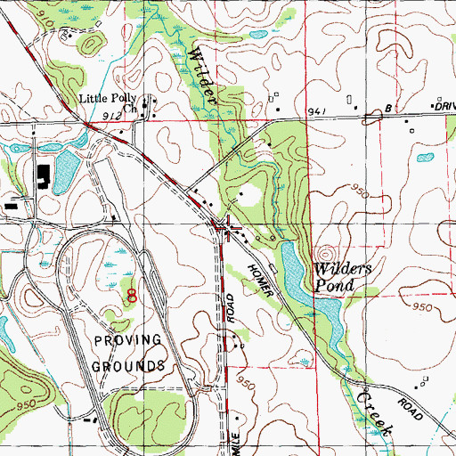 Topographic Map of Wilderville Post Office (historical), MI