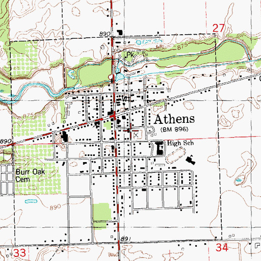 Topographic Map of Athens Christian Church, MI