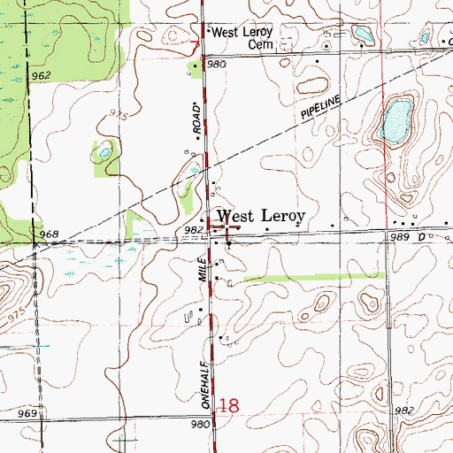 Topographic Map of West Leroy Post Office (historical), MI