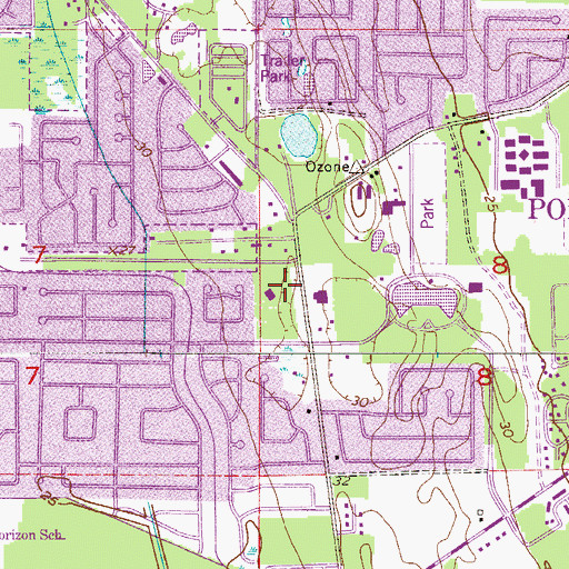 Topographic Map of Port Orange Presbyterian Church, FL
