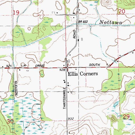 Topographic Map of Ellis Post Office (historical), MI