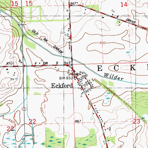 Topographic Map of Eckford Post Office (historical), MI