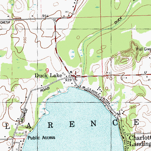 Topographic Map of Ducklake Post Office (historical), MI