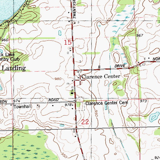 Topographic Map of Clarence Post Office (historical), MI