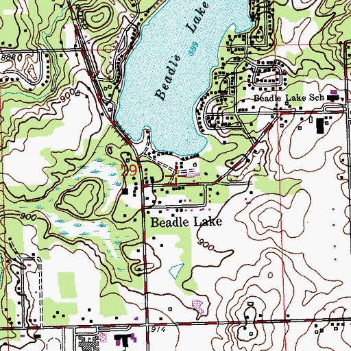 Topographic Map of Beadle Post Office (historical), MI