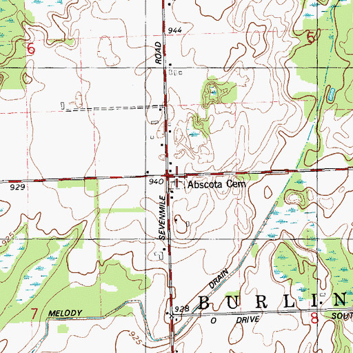 Topographic Map of Abscota Post Office (historical), MI