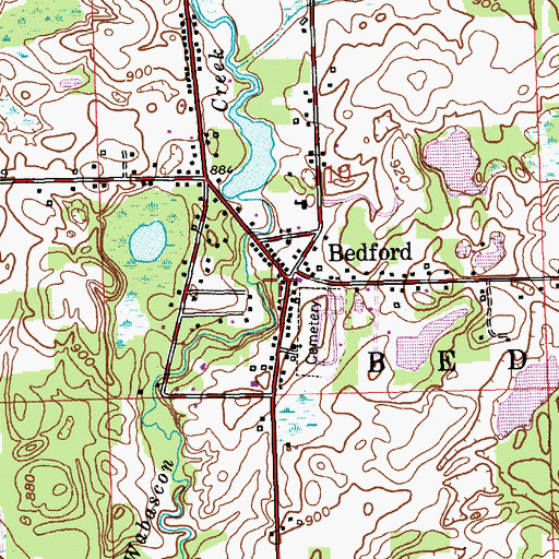 Topographic Map of Bedford Post Office, MI