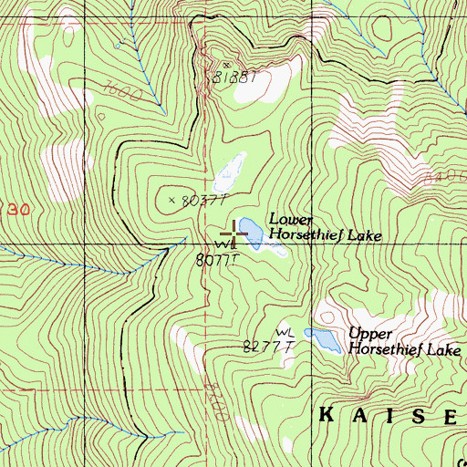 Topographic Map of Lower Horsethief Lake, CA