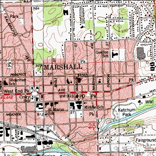 Topographic Map of Oaklawn Hospital, MI