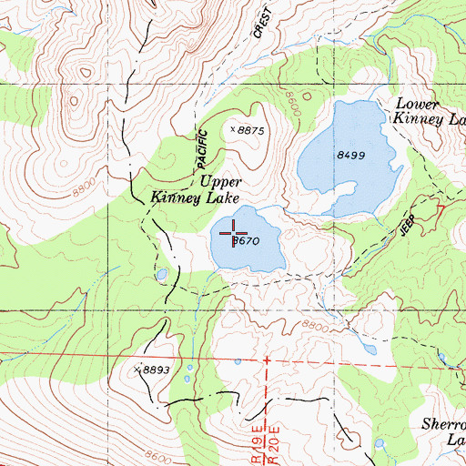 Topographic Map of Lower Kinney Lake, CA