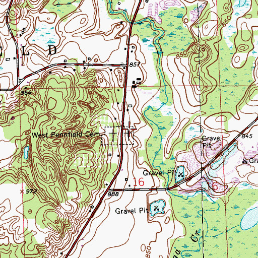 Topographic Map of Hicks Cemetery, MI