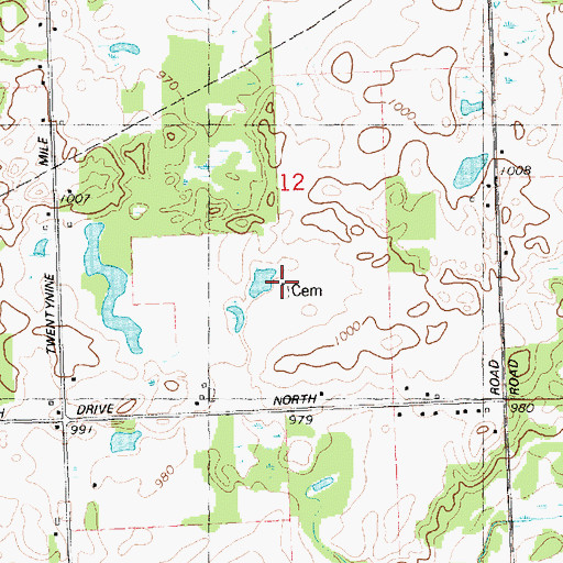 Topographic Map of Reed Family Cemetery, MI