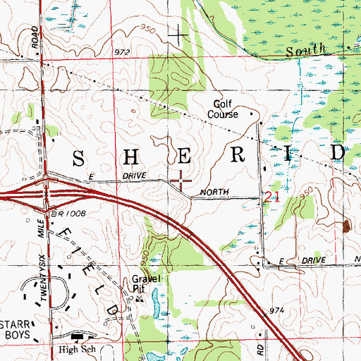 Topographic Map of Davis Cemetery, MI
