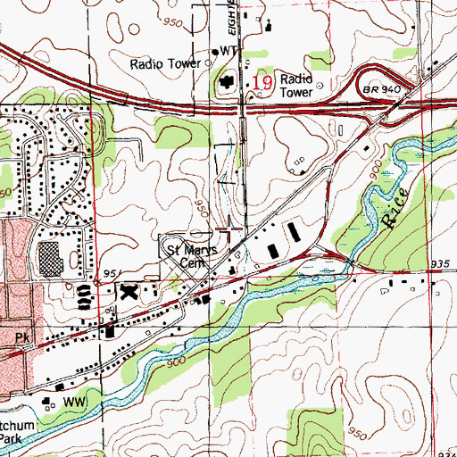 Topographic Map of Calhoun County Poor Farm Cemetery, MI