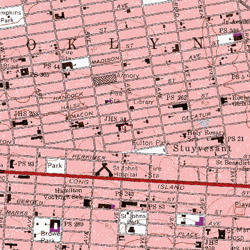 Topographic Map of Brooklyn Brownstone School, NY