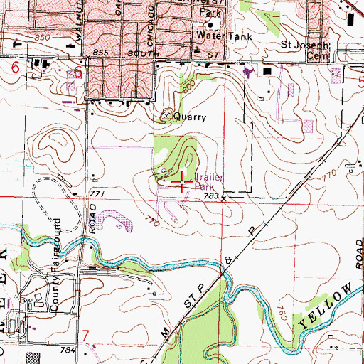 Topographic Map of Knollwood Estates Mobile Home Park, IL