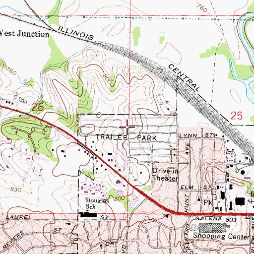 Topographic Map of West Town Mobile Home Park, IL