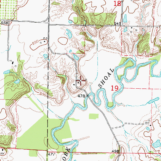 Topographic Map of Shoal Creek Farm, IL