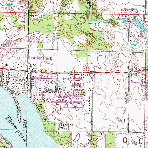 Topographic Map of Bible Baptist Church, MI
