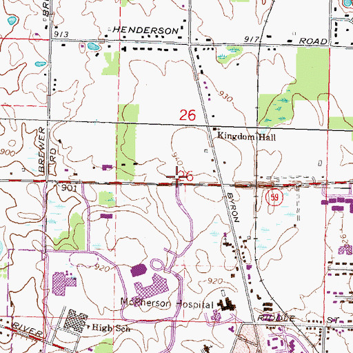 Topographic Map of Howell Assembly of God Church, MI