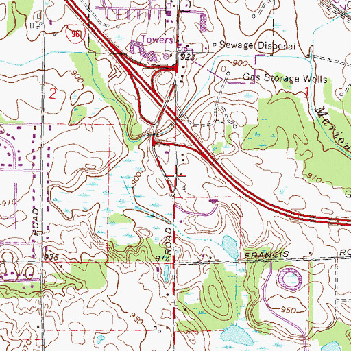 Topographic Map of Crossroads Apostolic Church, MI