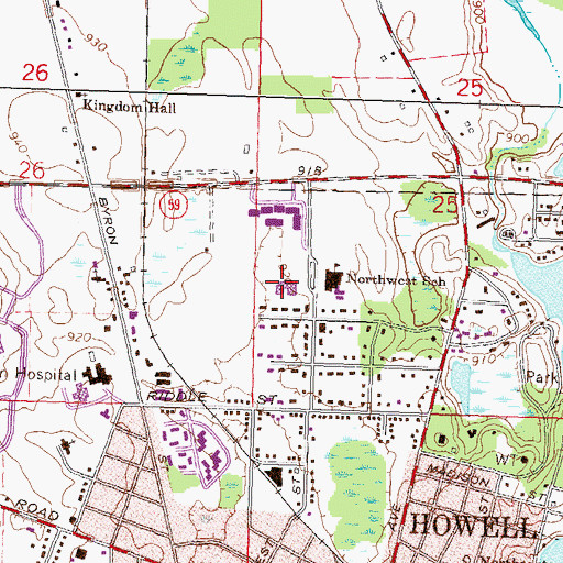 Topographic Map of First United Methodist Church, MI
