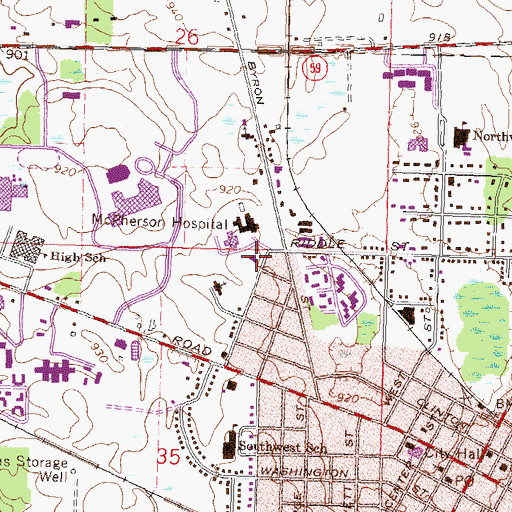 Topographic Map of Saint John's Episcopal Church, MI