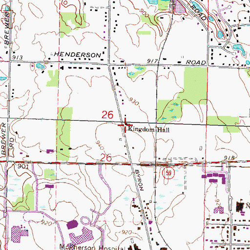 Topographic Map of Kingdom Hall of Jehovah's Witnesses, MI