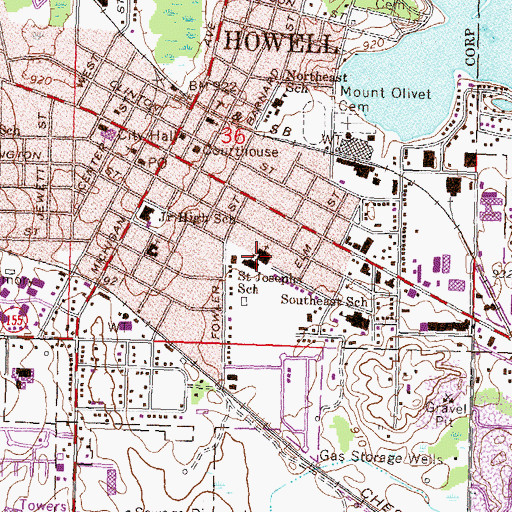 Topographic Map of Saint Joseph Catholic Church, MI