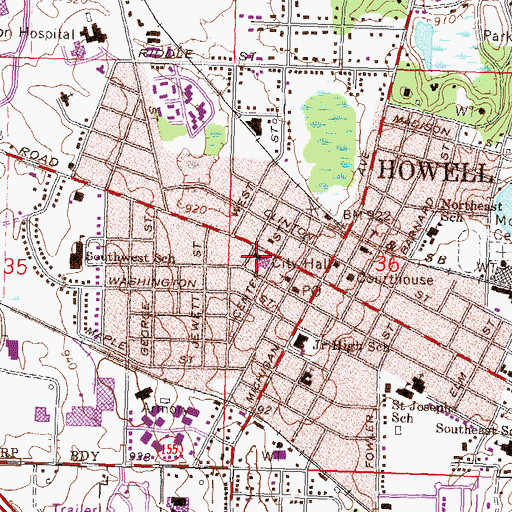 Topographic Map of First Presbyterian Church, MI