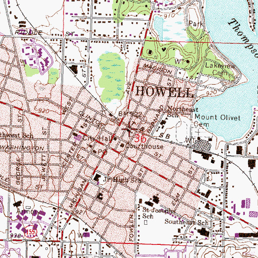 Topographic Map of First Baptist Church, MI