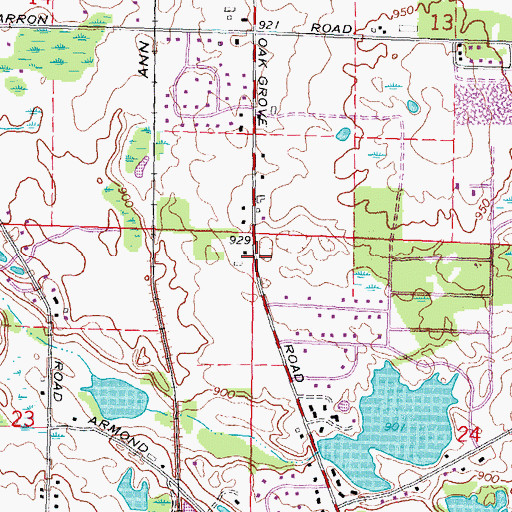 Topographic Map of Immanuel Lutheran Church, MI