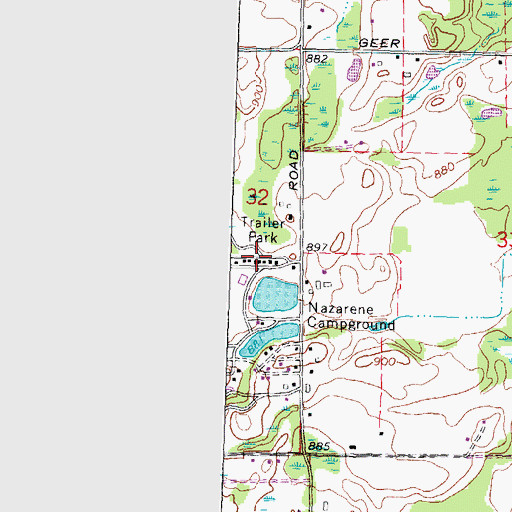 Topographic Map of Taylor's Beach Campground, MI