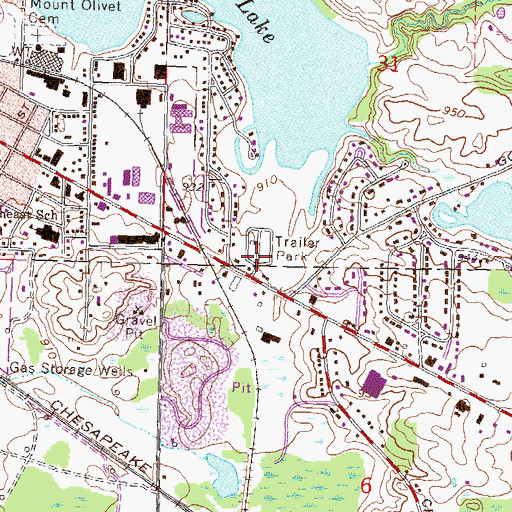 Topographic Map of Fairlane Estates Mobile Home Park, MI