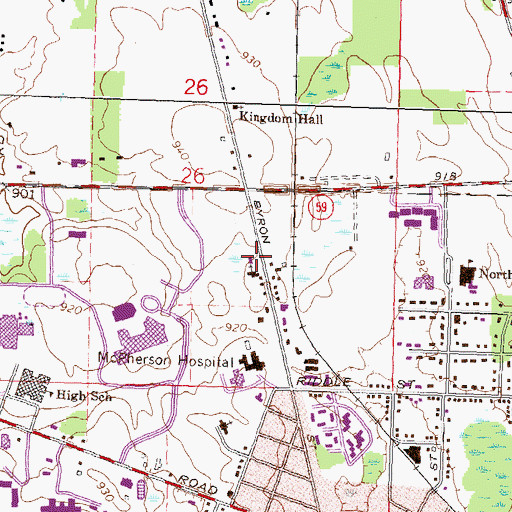 Topographic Map of Byron Road Medical Group, MI