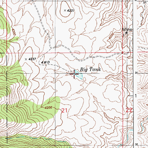 Topographic Map of Big Tank, AZ