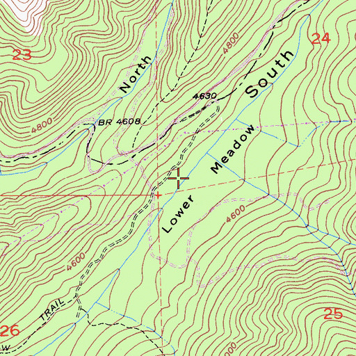 Topographic Map of Lower Meadow, CA