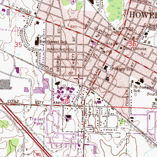 Topographic Map of Paul Bennett Field, MI