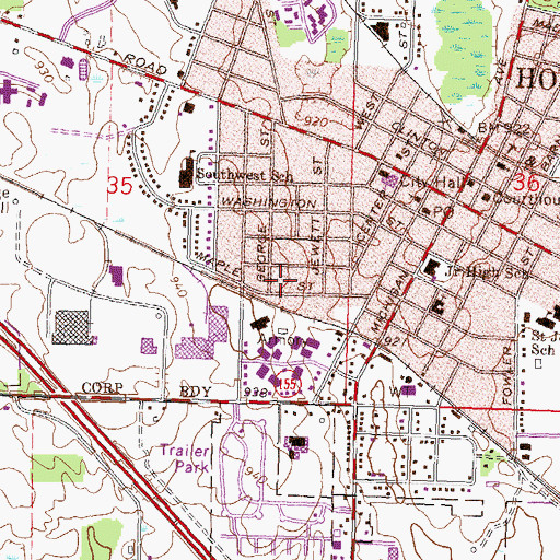 Topographic Map of Maple Street Park, MI