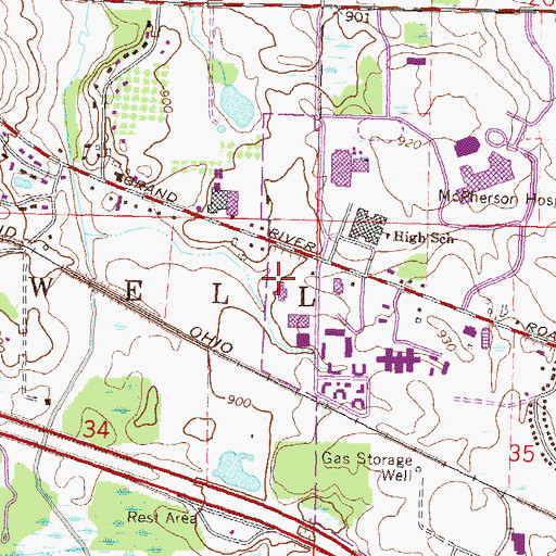 Topographic Map of Livingston County Sheriff's Office, MI