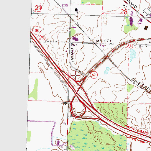 Topographic Map of Tanger Outlet Center, MI