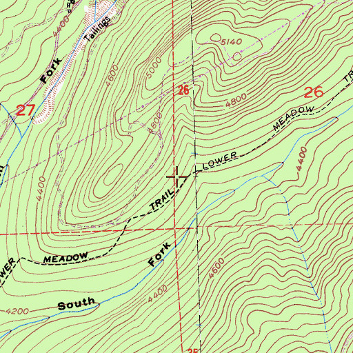 Topographic Map of Lower Meadow Trail, CA
