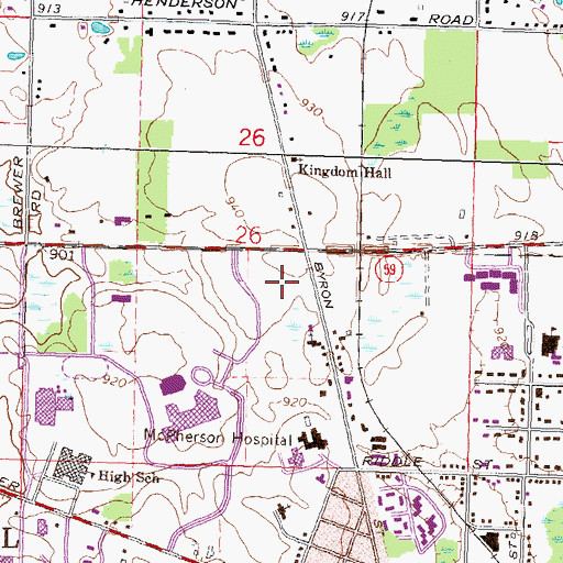 Topographic Map of Voyager Elementary School, MI