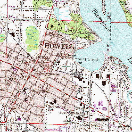 Topographic Map of John S Page Athletic Field, MI