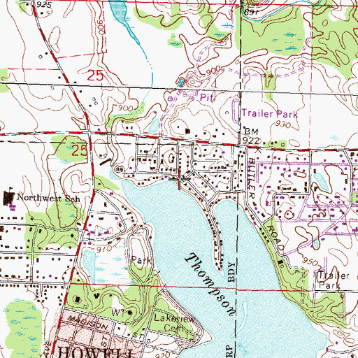 Topographic Map of Lakeside Park, MI