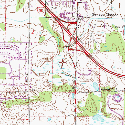 Topographic Map of Lansing Community College-Livingston County Center, MI